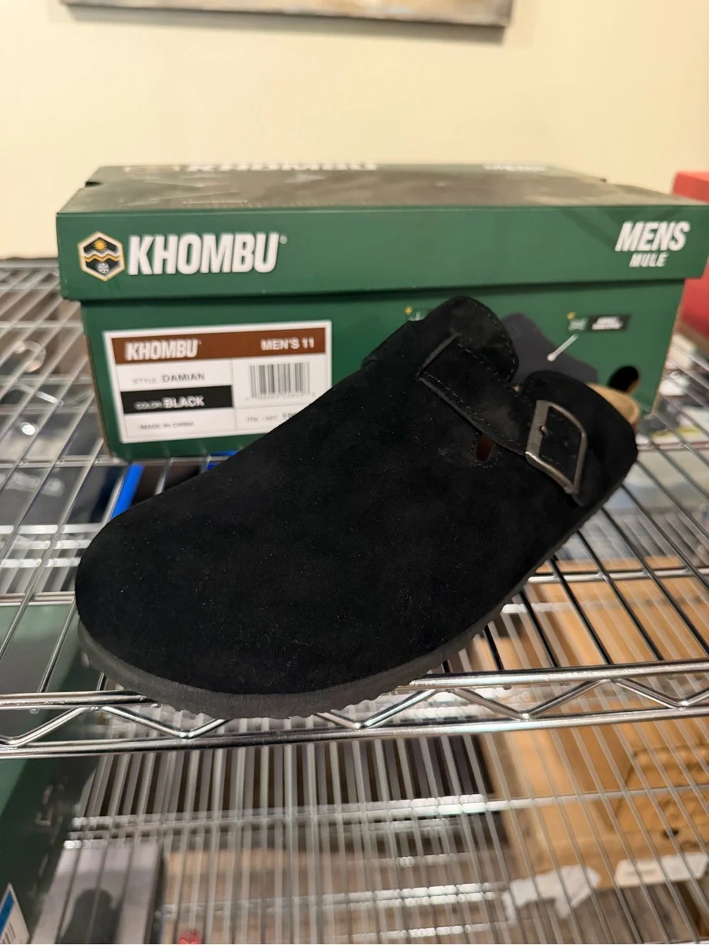 Khombu Damian Mules Men’s Black Suede Slip-On Round Toe Buckle Casual - 11 M
